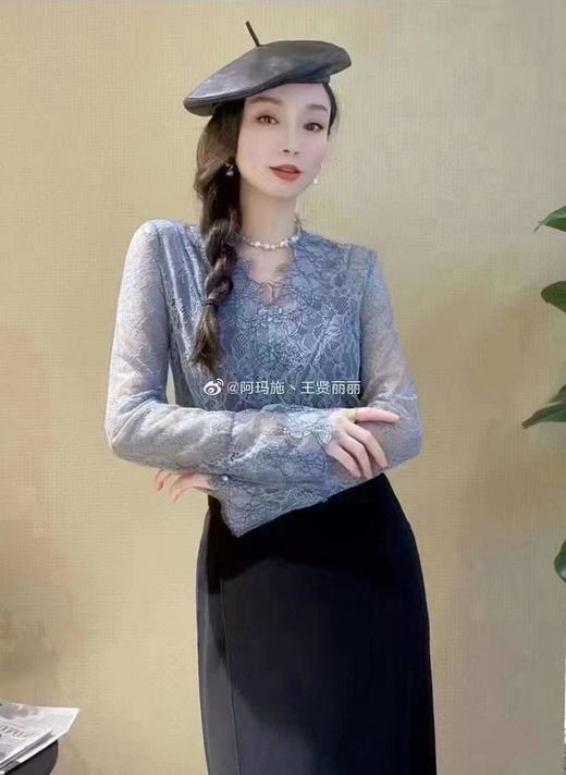 3楼阿玛施AMASS服饰蓝色蕾丝上衣 商品图0