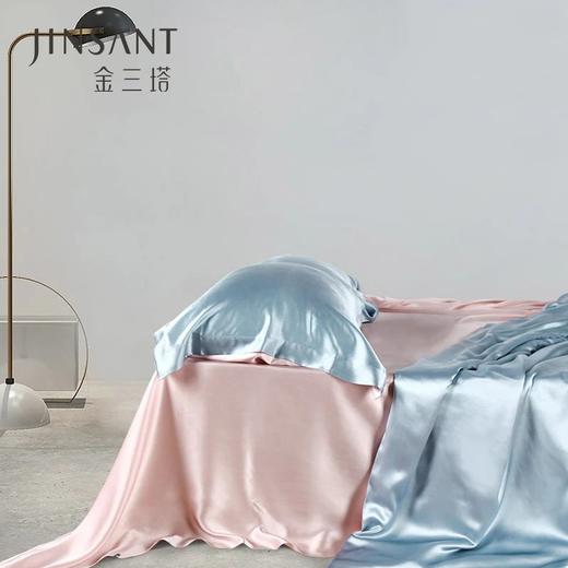 金三塔纯色简约时尚撞色 重磅真丝四件套 丝滑凉感桑蚕丝床品  CSTJ054 商品图0