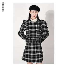 【内购不退换】臣禾 截短款格纹短外套K214012577