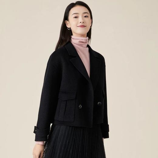 玳莎短款毛呢外套女秋冬新款通勤宽松西装领小个子羊毛呢子大衣 BD37301 商品图2