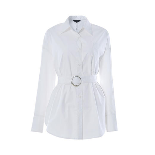 EITIE爱特爱春季新款宽松收腰气质翻领简约通勤显瘦女白衬衫A2209905 商品图4