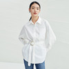 EITIE爱特爱春季新款宽松收腰气质翻领简约通勤显瘦女白衬衫A2209905 商品缩略图1