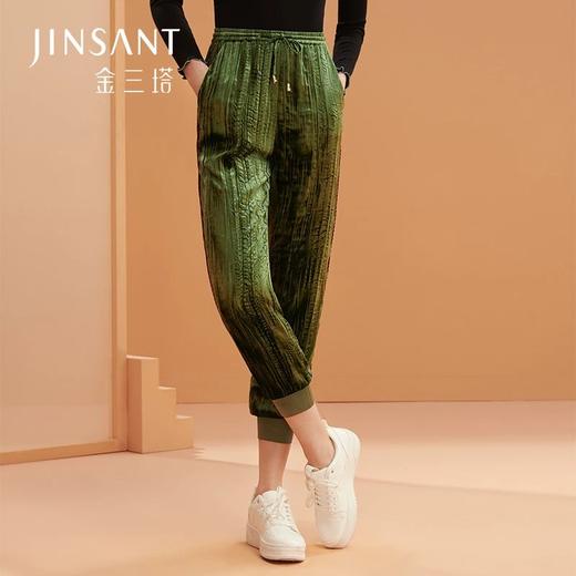 金三塔复古桑蚕丝丝绒长裤秋冬女显瘦休闲舒适直筒家居睡裤 YSFBD901 商品图0