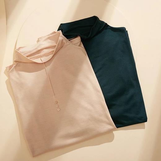 金三塔秋冬真丝保暖上衣女纯色高领长袖打底衫    2NZF9C720 商品图5