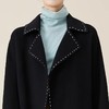 玳莎翻领双面呢大衣女新款冬季黑色收腰宽松中长款毛呢外套 BD39301 商品缩略图3