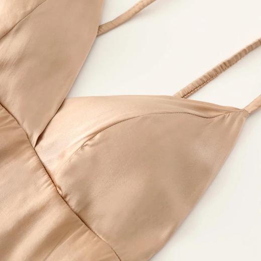 金三塔真丝缎面三角杯带罩杯内衣 性感美背细肩带薄款无钢圈长文胸  NZFBA701 商品图6