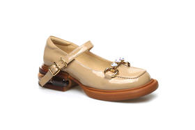 豪麟名鞋奥莱迪嘉女装牛移膜革玛丽珍鞋DJLZO21WP214杏色  原价1660元