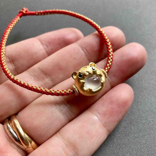 高冰种翡翠萌萌虎年平安手绳手链18k黄金镶嵌 商品图7