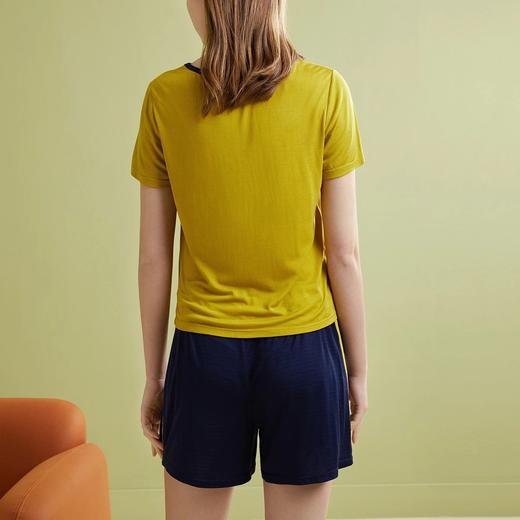 金三塔新品女绢丝V领撞色短袖可外穿衣裤套 YZFBA401 商品图3