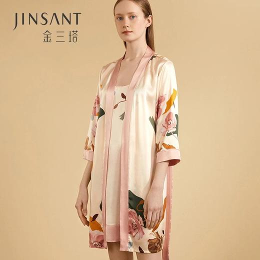 金三塔新品 真丝印花睡袍女100%桑蚕丝可外穿睡衣家居服  YSFAC102 商品图0