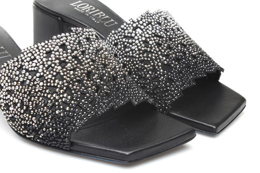 豪麟名鞋奥莱LORIBLU女鞋羊反绒面革+施华洛世奇凉拖LR05150L黑色  原价5260元 商品图2