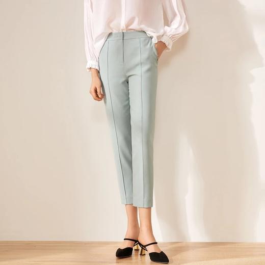 玳莎薄荷绿九分休闲裤哈伦薄款女裤马卡龙宽松直筒小脚裤  BB36302 商品图0