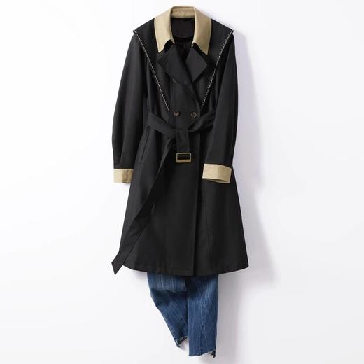 玳莎赫本风衣中长款撞色拼接女神范气质显瘦外套女 BA38301 商品图2