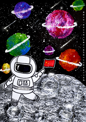 5-7岁《月球漫步》宇航员/宇宙/太空/星球【自动发货：下单后，点击手机短信中收到的链接，即可获取文件下载的链接；如有任何问题，可添加客服微信hm33268获得帮助】
