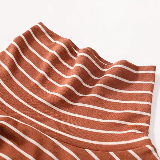 金三塔真丝打底衫女撞色条纹100%桑蚕丝长袖高领T恤内搭养肤上衣   NZFBC728 商品图4