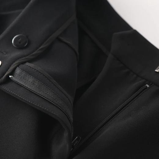 玳莎微喇叭裤女春秋高腰显瘦黑色涤纶绉修身九分开叉西装休闲裤   AC36302 商品图4