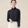玳莎立领真丝衬衫女早秋新款木耳边设计桑蚕丝印花长袖上衣  BC31305 商品缩略图1