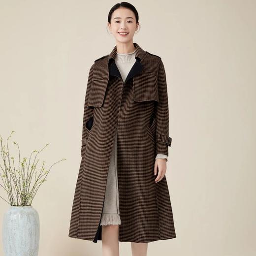 玳莎格子双面呢大衣女冬季新款翻领气质马甲两件式毛呢外套  BD39302 商品图0