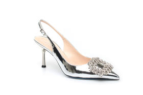 豪麟名鞋奥莱LORIBLU女鞋半凉鞋羊皮革+施华洛世奇LR133P银色  原价5260元