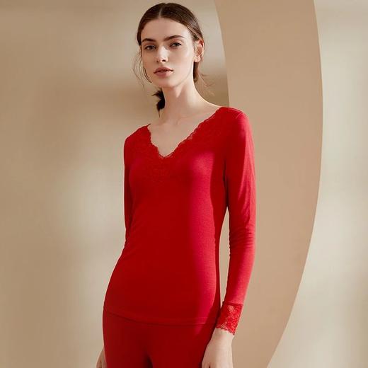 金三塔红品真丝保暖套装女100%桑蚕丝婚庆本命年 红品系列  2NYF9C104 商品图1