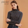 金三塔真丝打底衫女撞色条纹100%桑蚕丝长袖高领T恤内搭养肤上衣   NZFBC728 商品缩略图1