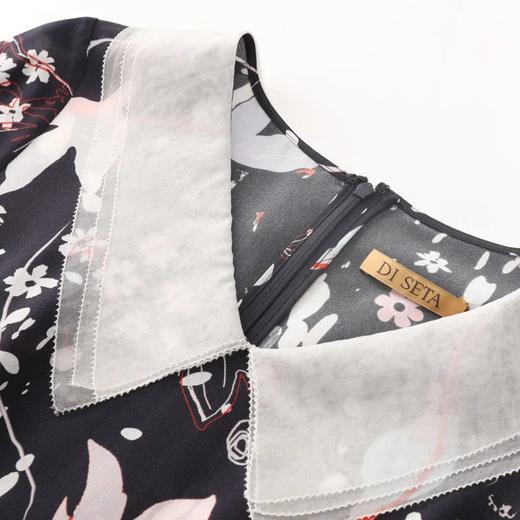 玳莎荷叶边真丝连衣裙女高端气质桑蚕丝中长款显瘦妈妈鱼尾裙   BB35102 商品图4