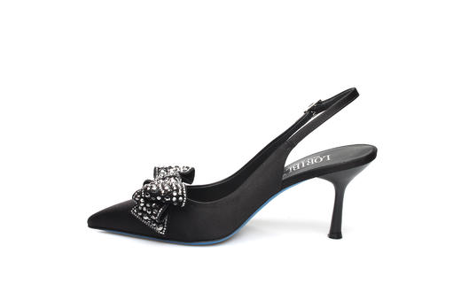 豪麟名鞋奥莱LORIBLU女鞋半凉鞋丝绸+施华洛世奇LR05261B黑色  原价5660元 商品图1
