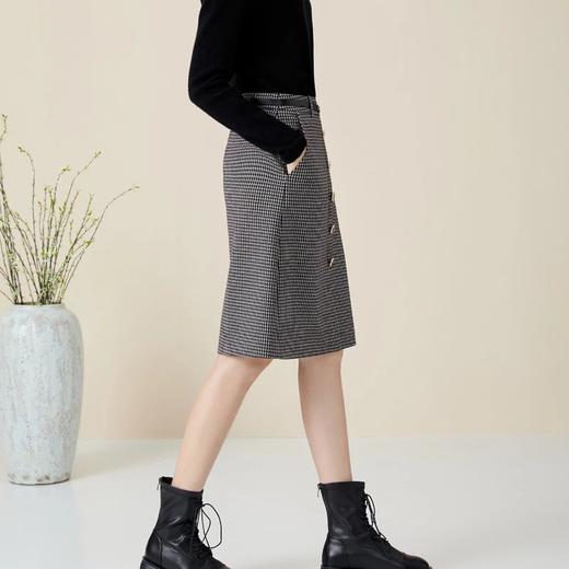玳莎复古格子半身裙秋冬季新款通勤中高腰包臀显瘦A字裙子 BD34302 商品图2