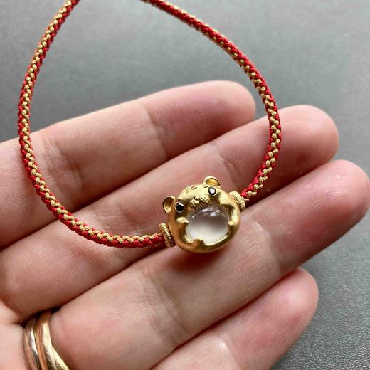 高冰种翡翠萌萌虎年平安手绳手链18k黄金镶嵌 商品图7