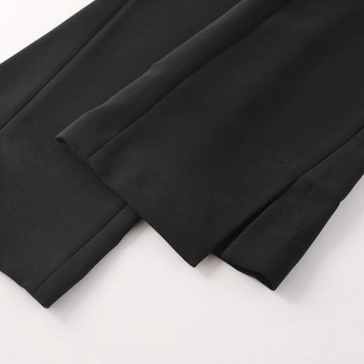 玳莎微喇叭裤女春秋高腰显瘦黑色涤纶绉修身九分开叉西装休闲裤   AC36302 商品图3