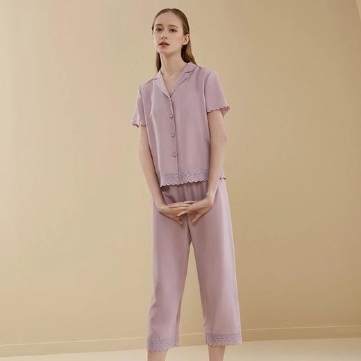 金三塔真丝睡衣两件套女100%桑蚕丝可外穿家居服YSFBB408 商品图3