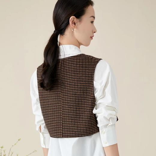 玳莎格子双面呢大衣女冬季新款翻领气质马甲两件式毛呢外套  BD39302 商品图4