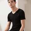 金三塔真丝男士V领短袖T恤纯色100%桑蚕丝男士上衣 1NZMAB740 商品缩略图3
