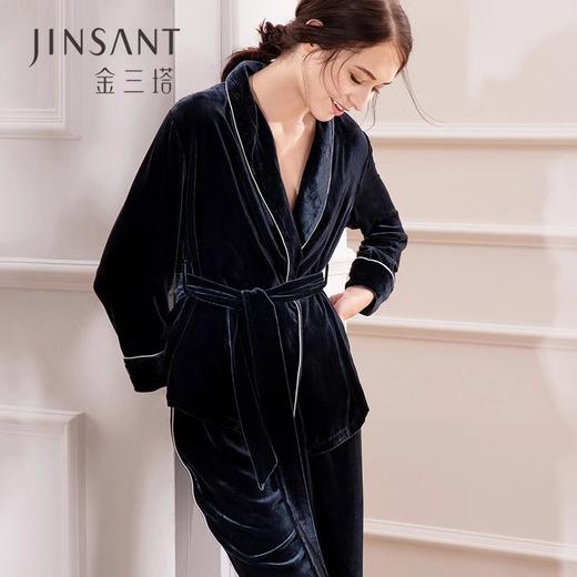 金三塔秋冬上新丝绒保暖衣裤套女长袖长裤加厚衣裤套家居服YSF8D202 商品图0