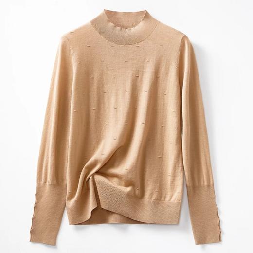 玳莎100%绵羊毛半高领长袖套头衫时尚外穿 提花打底内搭  BD33312 商品图1