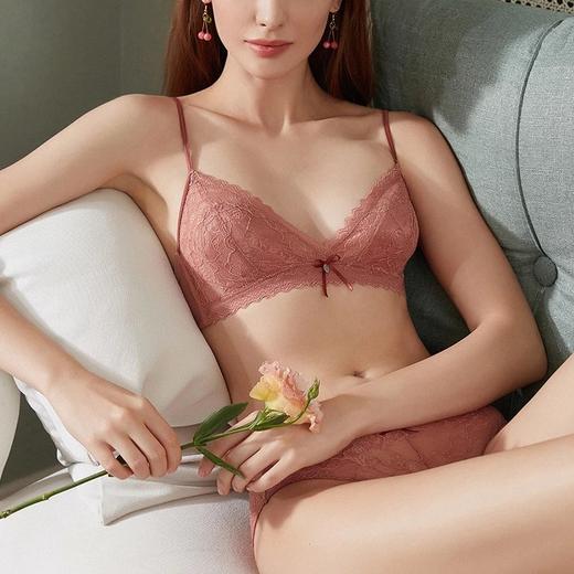 金三塔真丝无钢圈内衣女法式蕾丝学生薄款小胸文胸套装    NZFAA303 商品图2
