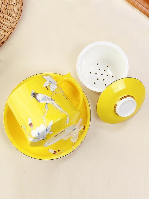 戴德生活馆唐山博玉骨瓷手绘茶杯骨瓷茶漏杯滤网杯茶水分离杯大容量喝茶杯杯子礼盒 商品图1