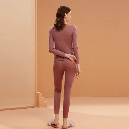 金三塔蚕丝羊毛保暖舒适 弹性贴合纯色圆领内衣套秋衣秋裤女士秋冬新品 NYFBD103 商品图2