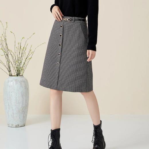 玳莎复古格子半身裙秋冬季新款通勤中高腰包臀显瘦A字裙子 BD34302 商品图0