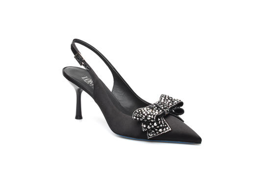 豪麟名鞋奥莱LORIBLU女鞋半凉鞋丝绸+施华洛世奇LR05261B黑色  原价5660元 商品图0