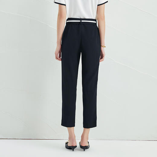 EITIE爱特爱春季新款高腰小脚休闲裤女通勤简约黑色百搭显瘦裤子A2205901 商品图3