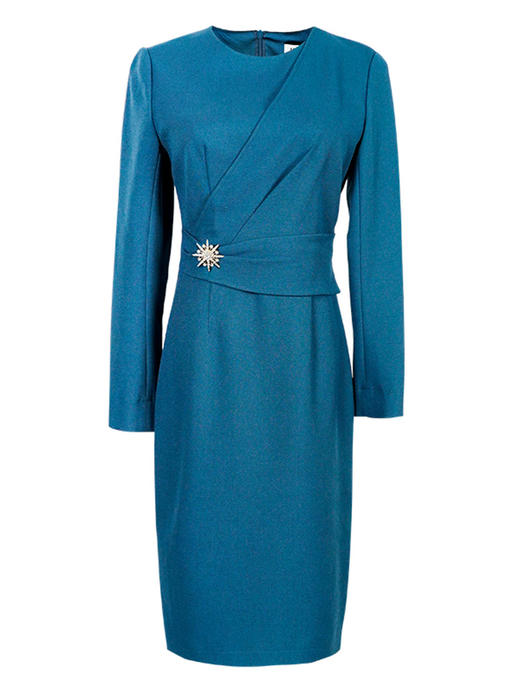 剩S/M 米思阳2025春季新款时尚通勤修身显瘦一步裙纯色长袖连衣裙0034 商品图4