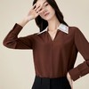 玳莎V领衬衫式上衣女新款初秋薄款飘带设计感长袖直筒衬衫  BC31309 商品缩略图2