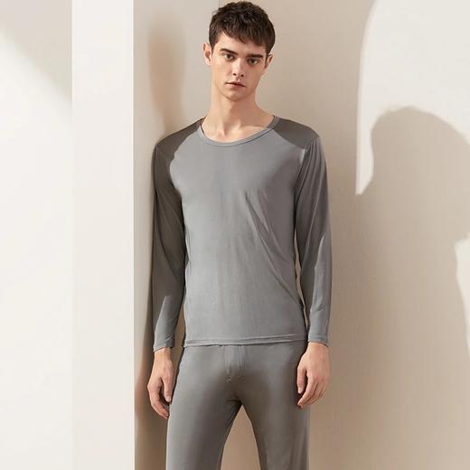 金三塔秋冬真丝针织内衣套装圆领保暖衣裤套纯色保暖衣男    8NYM0202 商品图1