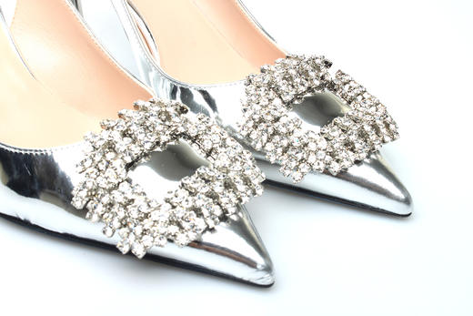 豪麟名鞋奥莱LORIBLU女鞋半凉鞋羊皮革+施华洛世奇LR133P银色  原价5260元 商品图2