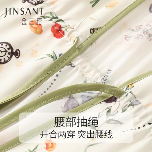 金三塔100%桑蚕丝真丝女士时尚印花睡袍家居服2022新品 YSFCA106 商品图3