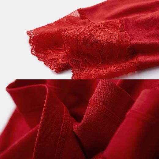 金三塔红品真丝保暖套装女100%桑蚕丝婚庆本命年 红品系列  2NYF9C104 商品图3