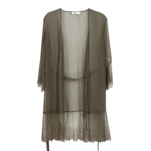 金三塔真丝睡袍女薄性感法式优雅蕾丝家居晨袍诱惑透明真丝薄款睡裙YSF9A101 商品图2