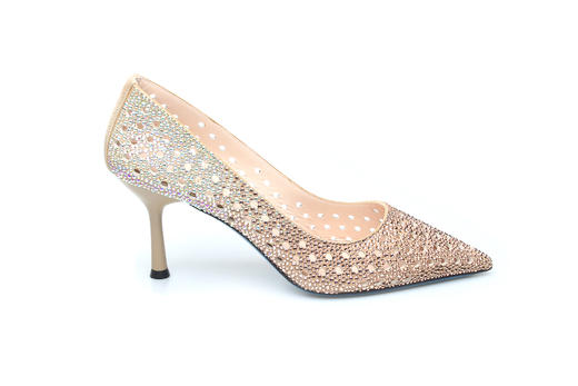 豪麟名鞋奥莱LORIBLU女鞋皮鞋羊反绒面革+施华洛世奇LR005378P杏色  原价6600元 商品图0