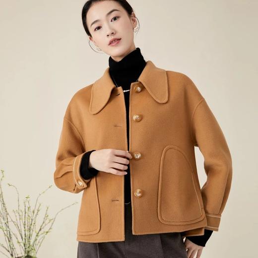 玳莎双面呢短款外套女冬季新款小个子简约通勤宽松毛呢大衣 BD37302 商品图0